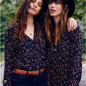 Sezane black silk shirt